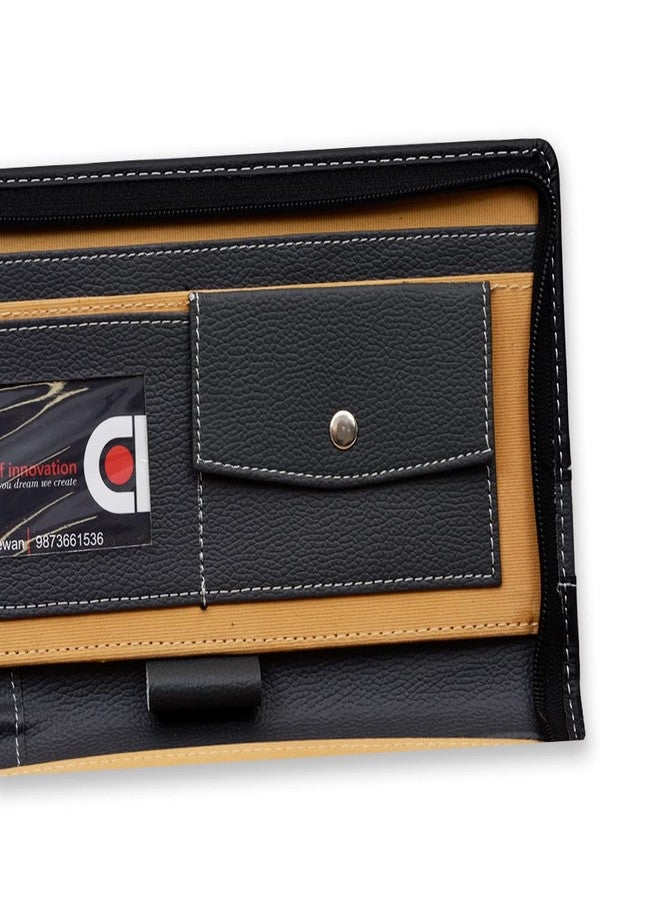 COI Cheque Book Holder Organizer/File for Documents/Stationary Items/File Cover/Black with Grey Stripe - Image 4